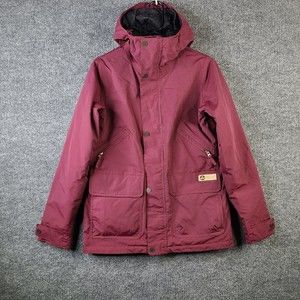 Burton Jacket DryRide Snowboard Jacket Womens Small Burgundy Red Ski Coat Hooded